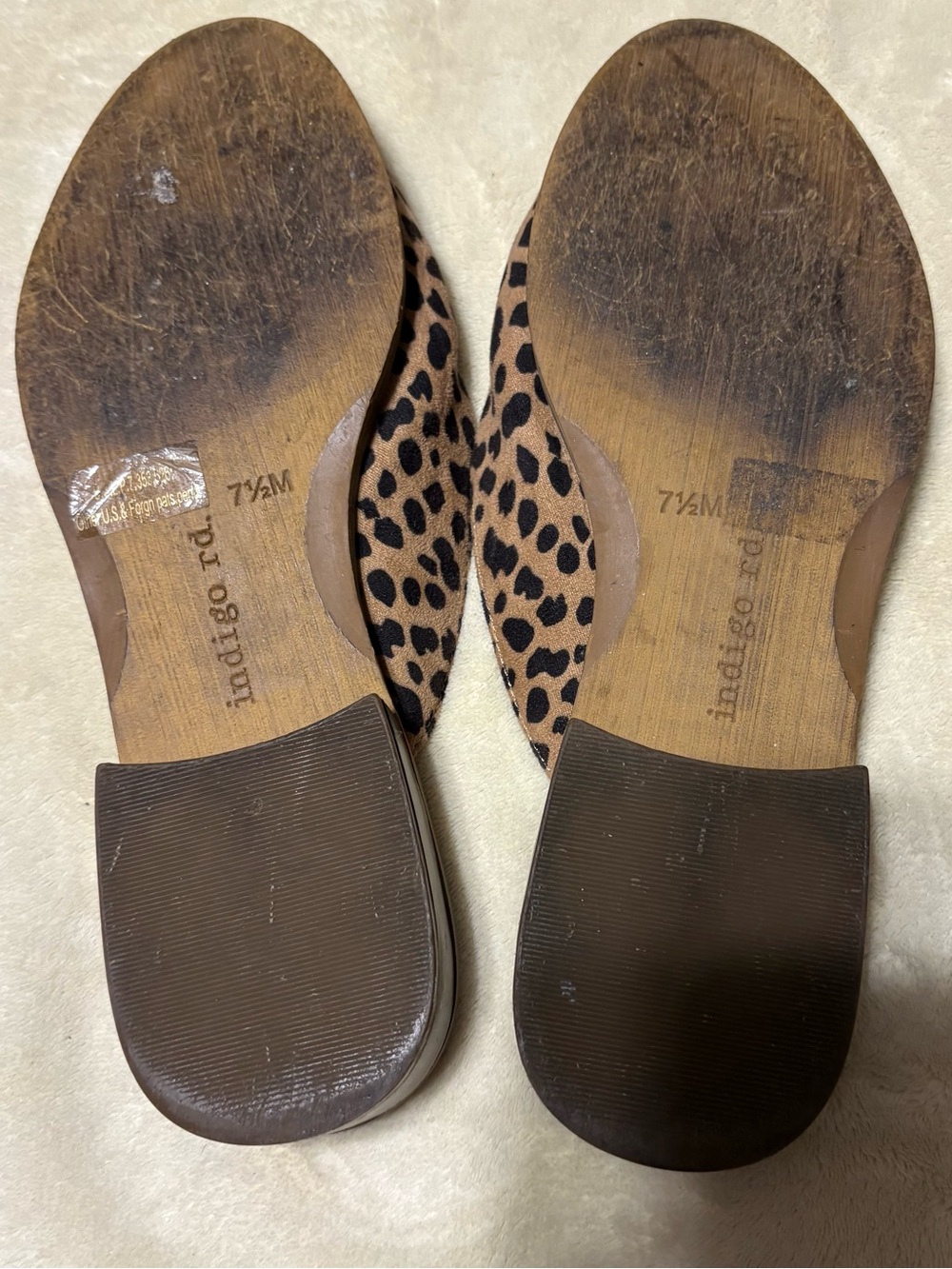 Indigo Leopard Print Slip-On Mules in Brown and Black - Picture 5 of 6